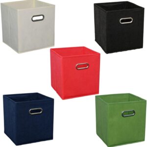 Mkphargin 収納ボックス シングルメタルバックルハンドル カバーなし 折りたたみ式収納ボックス 5個セット 26.7 X 26.7 X 28cm