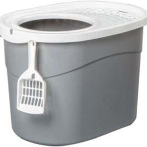 大きな猫用の猫用トイレ、ふた付きの低エントリーのモダンなトイレ、猫用トイレのスクープ付き隠しトイレ