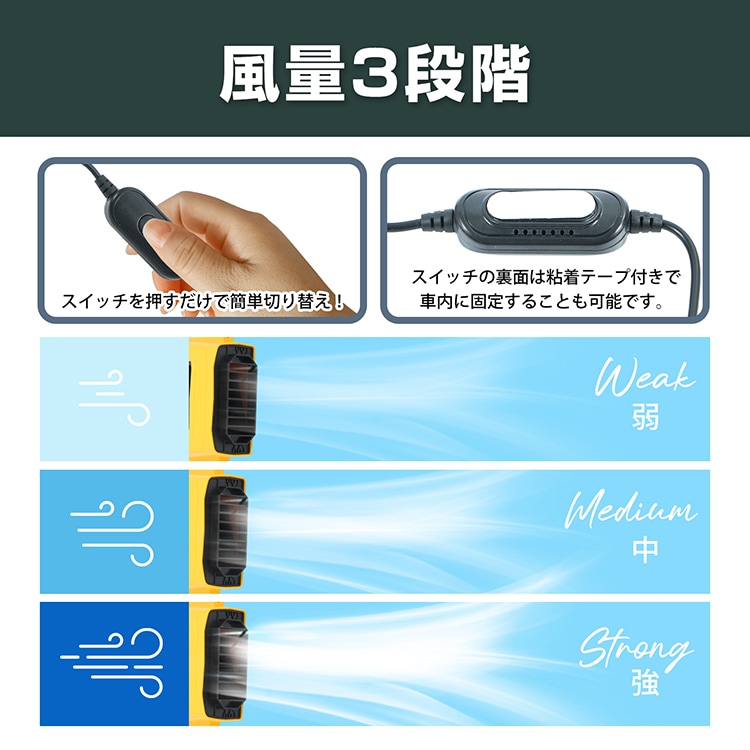 車載扇風機 座席ファン 車載ファン USB給電 背中/後部座席対応 3段階風量 简单取付 電源コード約172cm ドライブ 長時間運転 暑さ対策 蒸れ解消 ee421 - 画像 (9)
