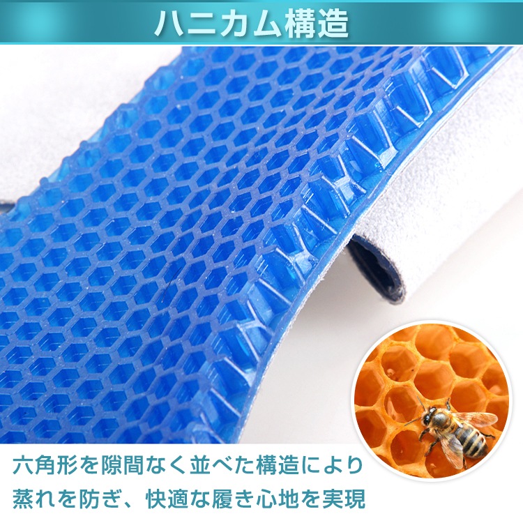 インソール ジェルインソール 衝撃吸収 通気性抜群 蒸れ防止 カットしてサイズ調整可能 抗菌防臭 負荷分散 八二力ム構造 快適 立ち仕事 ap090 - 画像 (2)