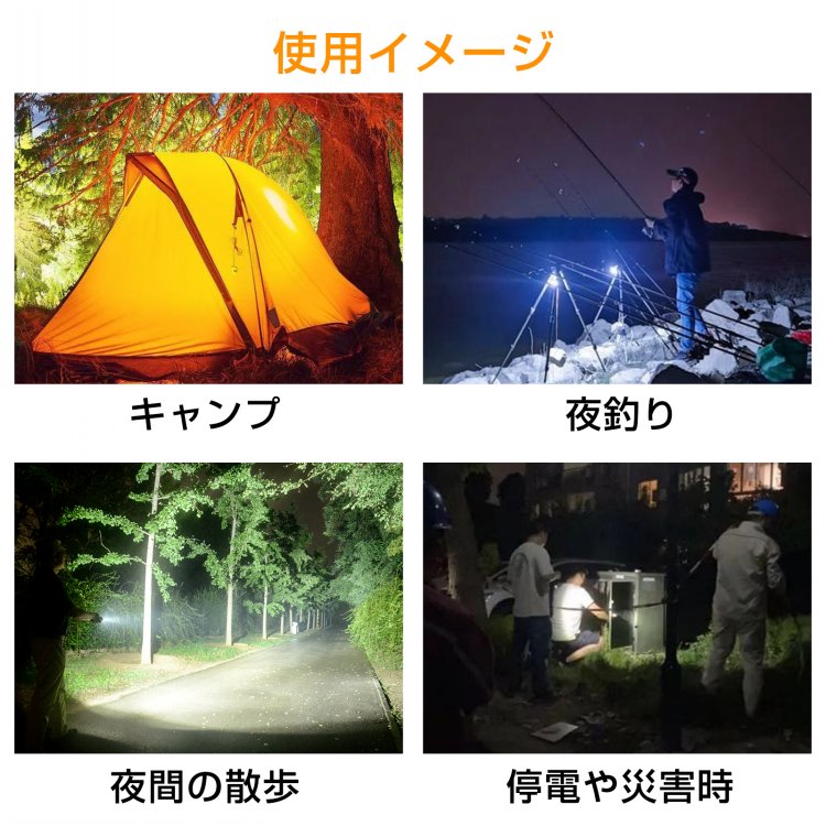 LED懐中電灯 フラッシュライト LEDライト USB充電式 3.7V1200mAh 高輝度 吊り下げフック付き 伸縮調整 操作簡単 軽量コンパクト 停電時 災害時 夜間 キャンプ 夜釣り sl103 - 画像 (8)