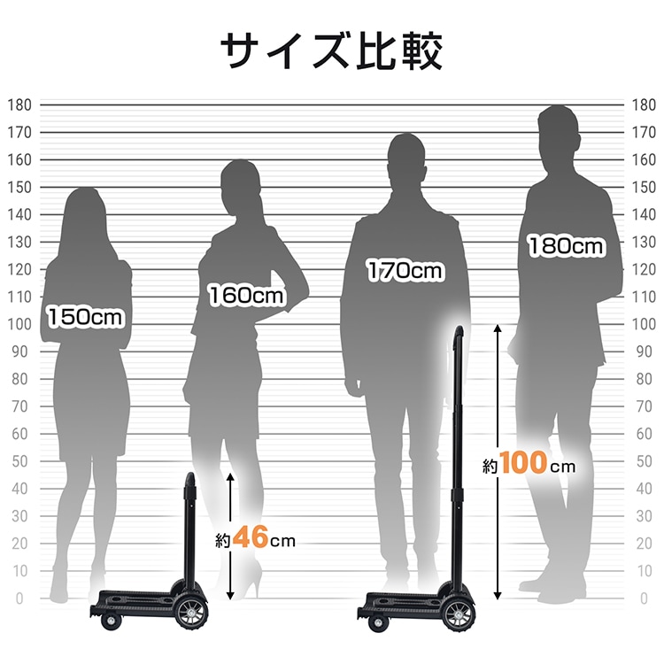 キャリーカート 折りたたみ式 台車 耐荷重約50kg 軽量 ワンタッチ伸縮 荷崩れ防止ゴムバンド 持ち運び便利 荷物運搬 引越し アウトドア wk010 - 画像 (10)