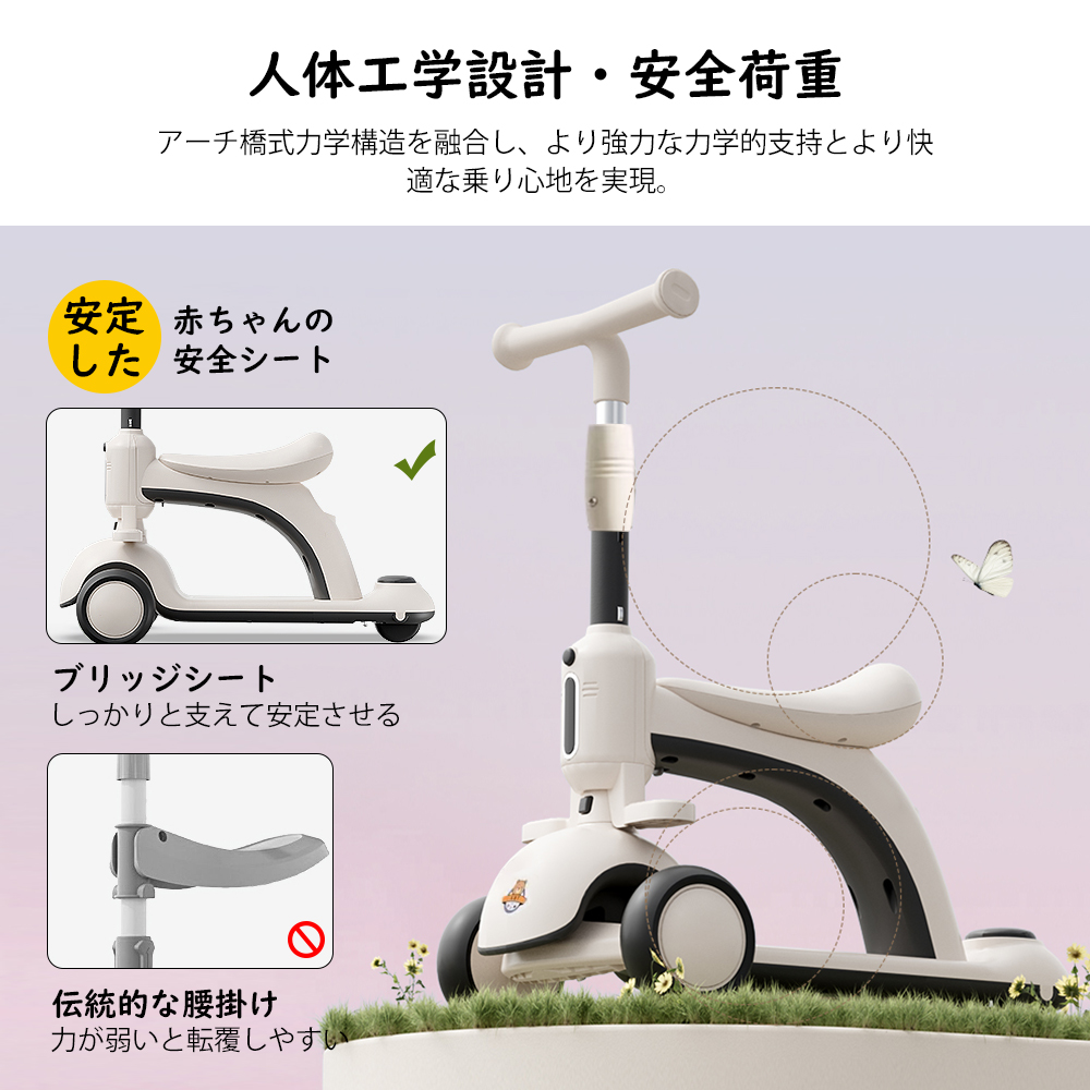 子供用三輪車 キックボード キックバイク 手押し棒 キックスケーター 乗用玩具 ペダル無し セーフティーガード付き シンプル おしゃれ おもちゃ かわいい 誕生日 プレゼント お祝い D-49 - 画像 (9)