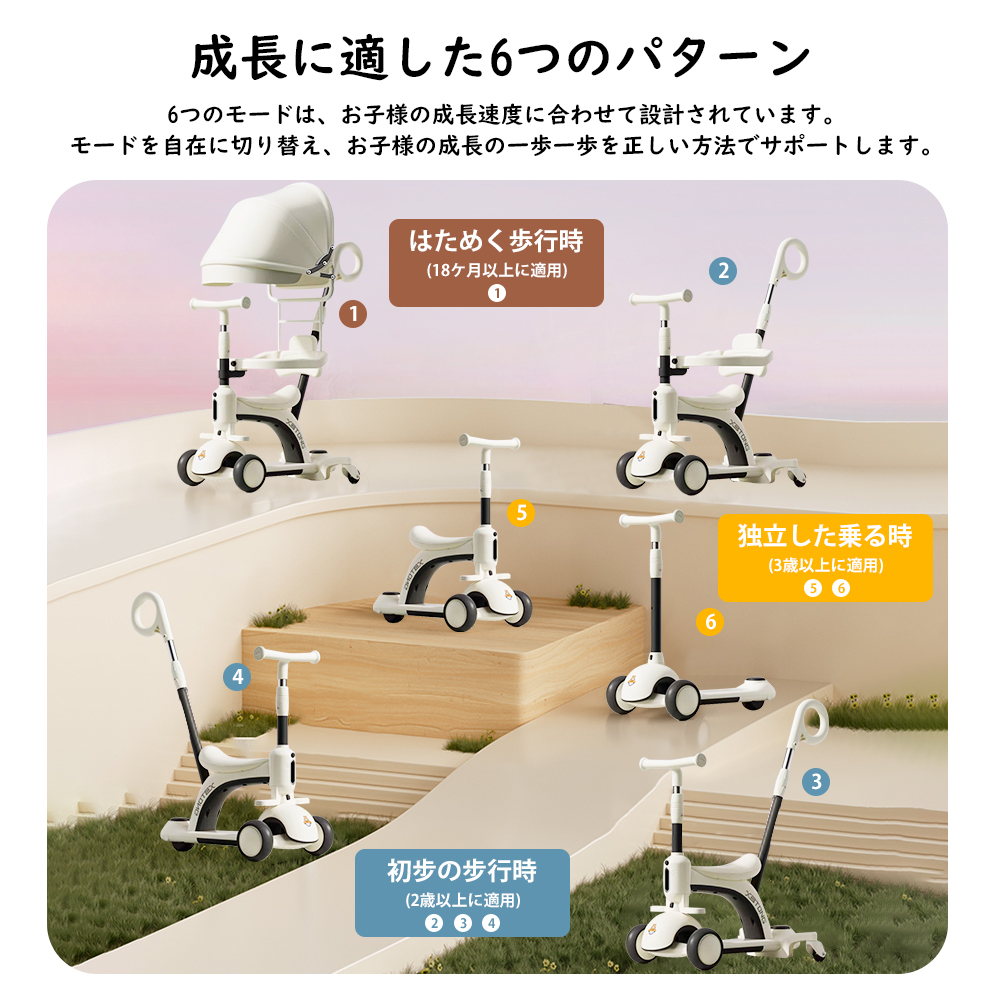 子供用三輪車 キックボード キックバイク 手押し棒 キックスケーター 乗用玩具 ペダル無し セーフティーガード付き シンプル おしゃれ おもちゃ かわいい 誕生日 プレゼント お祝い D-49 - 画像 (6)