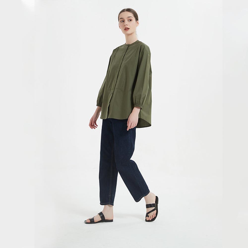 綿100%ボタンがかくれんぼフライプラケット長袖シャツブラウス KNNC306 - 画像 (9)