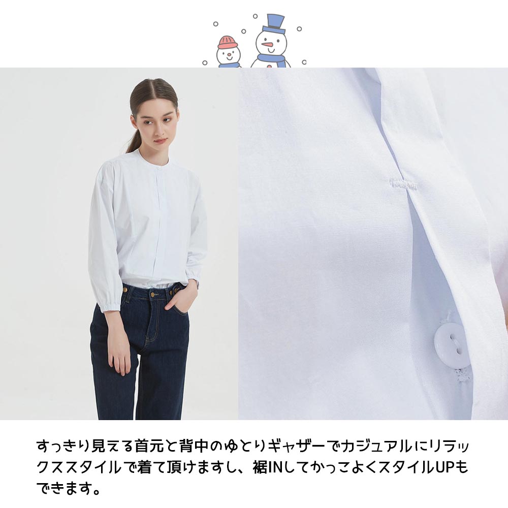 綿100%ボタンがかくれんぼフライプラケット長袖シャツブラウス KNNC306 - 画像 (5)