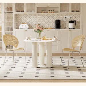 セラミックラウンドダイニングテーブル リビング食卓テーブル リビング・ダイニング向け ピュアホワイト  おしゃれ 食卓テーブル セラミック天板 組立簡単 省スペース 耐高温 高級感 北欧モダン   stqi-ctbl-001.cb