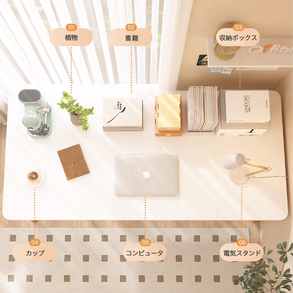 デスク pcデスク コンパクト 省スペース 収納 机 スリム 北欧 パソコンラック PCラック パソコンデスク 一人暮らし 学習デスク おしゃれ C-64 - 画像 (4)