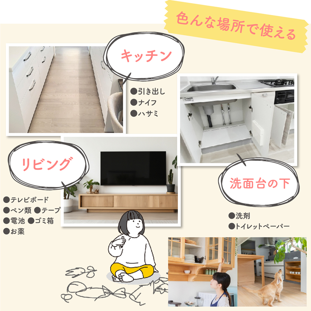 チャイルドロック 冷蔵庫 引き出し ベビーガード 棚 タンス ドア ストッパー ドアロック いたずら防止 ストッパー 引き出し 6個入り 指挟み防止 赤ちゃん 引き出しロック 地震対策 鍵 D-38 - 画像 (2)