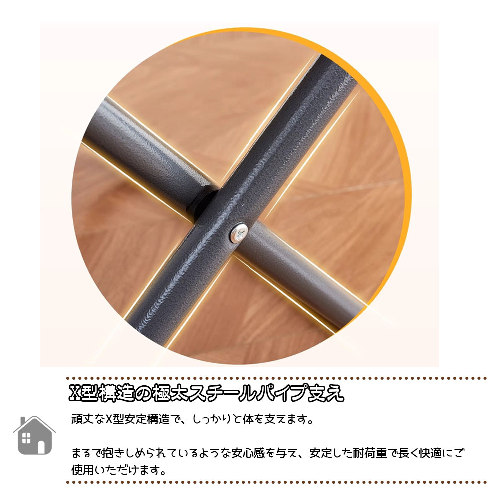 一人掛けチェア リクライニングチェア くつろぐ 横になる 3段階調節 折りたたみ可能 オットマン付き 安定感 シンプル アウトドア キャンプ リビング ベランダ OB-03 - 画像 (9)