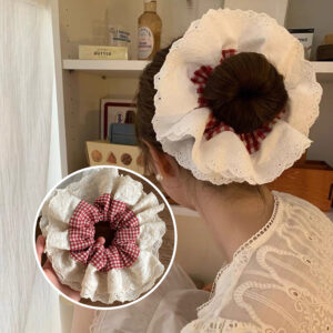 シュシュ ヘアアクセサリー ヘアゴム チェック柄 レース シュシュ ヘアアクセ シンプル 大人 子ども 簡単 髪留め レディース ヘアアレンジ 可愛い お洒落 jtl095