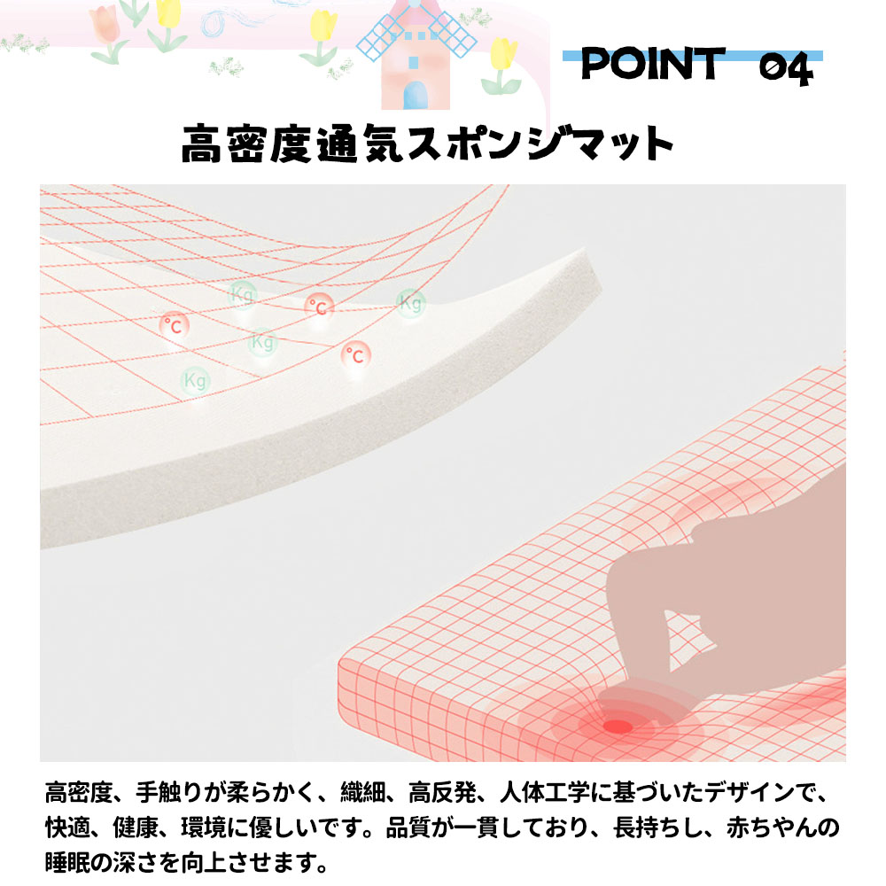 赤ちゃんベッド ベビーベッド 添い寝 赤ちゃん寝具 ベッドインベット 持ち運び可能 新生児 通気性 洗濯可能 多機能 HB-01 - 画像 (7)