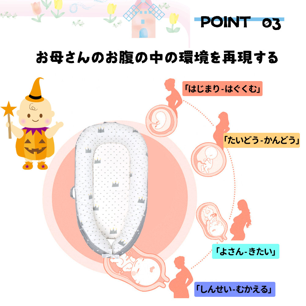 赤ちゃんベッド ベビーベッド 添い寝 赤ちゃん寝具 ベッドインベット 持ち運び可能 新生児 通気性 洗濯可能 多機能 HB-01 - 画像 (3)