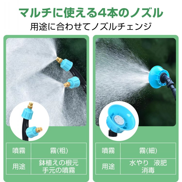 充電式電動噴霧器 5L 4000mAh USB充電 肩掛け式 4種類のノズル 長さ調整可能 軽量 水やり 消毒 害虫駆除 雑草対策 農薬散布 薬剤散布 sg205 - 画像 (2)