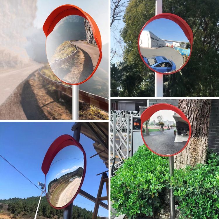 カーブミラー 道路反射鏡 ガレージミラー 丸型 鏡面42cm 角度調整可能 支柱取付け金具付き 軽量 事故防止 安全確保 交差点 車庫 駐車場 曲がり角 工場 倉庫 ee279 - 画像 (3)