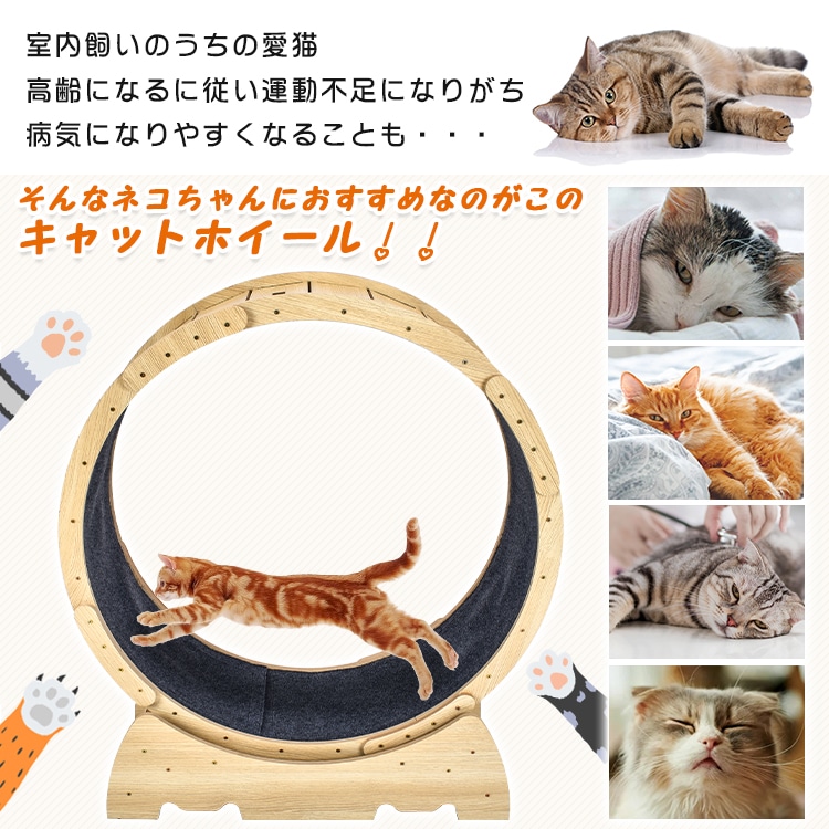 キャットホイール 猫 ランニングホイール ペットホイール ストッパ一付き 自走式 運動不足解消 ダイエット 低騒音 怪我防止 小型犬 ネコ pt071 - 画像 (3)